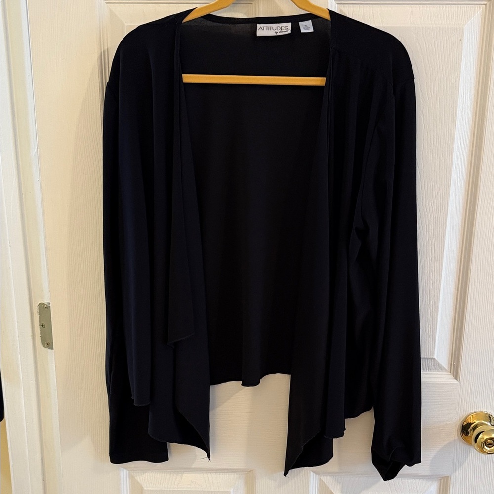 Attitudes by Renee Elegant Black Cardigan Size XL